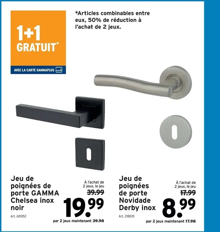 Offre: Jeu de poignées de porte GAMMA