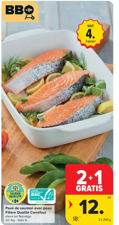Offre: Pavé de saumon avec peau