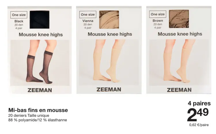 Offre: Mi-bas fins en mousse