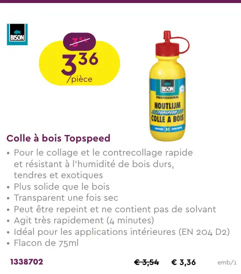 Offre: Colle à bois Topspeed