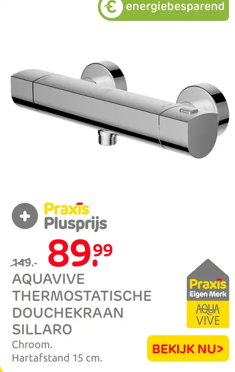 Aanbieding: Aquavive thermostatische douchekraan sillaro