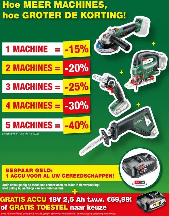 Aanbieding: GRATIS ACCU 18V 2,5 Ah