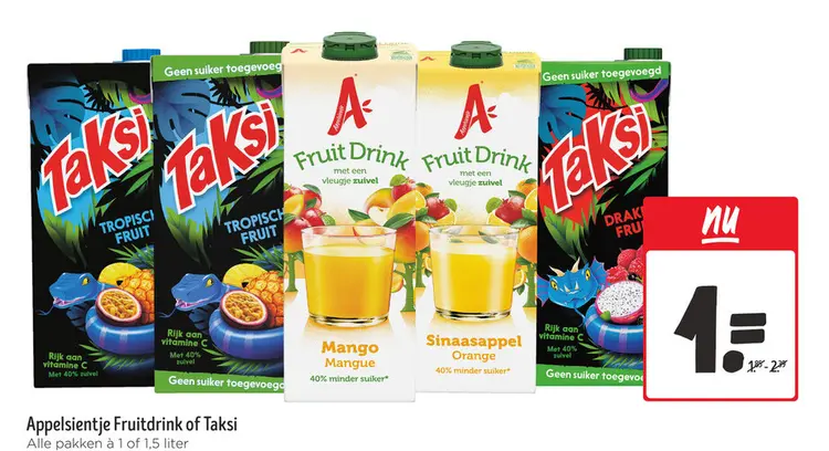 Aanbieding: Appelsientje Fruitdrink of Taksi