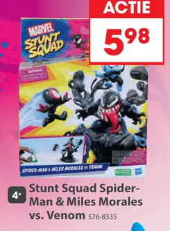 Aanbieding: Marvel Stunt Squad Speelset Venom VS Miles Morales Middel Assorti