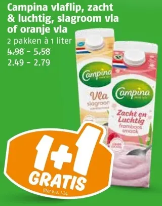 Aanbieding: vlaflip, zacht & luchtig, slagroom vla of oranje vla