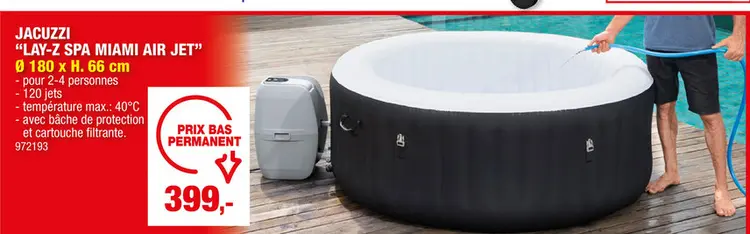 Offre: Bestway Lay-Z-Spa Miami AirJet jacuzzi 180x66 cm 2-4 personnes