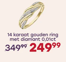 Aanbieding: 14 Karaat bicolour ring met diamant 0,01ct