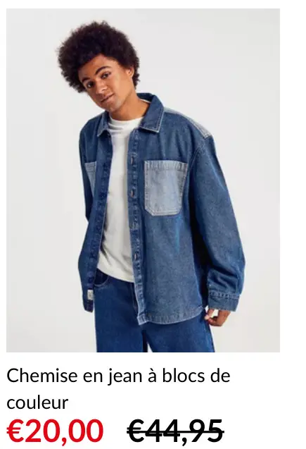 Offre: Chemise en jean à blocs de couleur