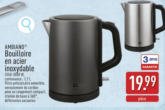 Offre: Bouilloire en acier inoxydable