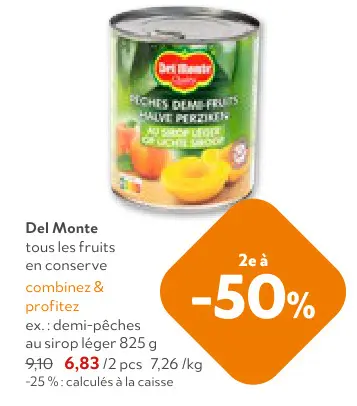 Offre: Demi-pêches au sirop léger