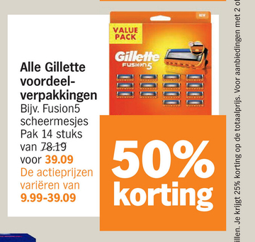 Aanbieding: Alle Gillette voordeel verpakkingen Bijv Fusion5 scheermesjes Pak stuks