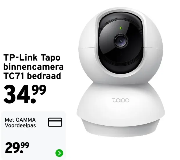 Aanbieding: Tapo binnencamera TC71 bedraad