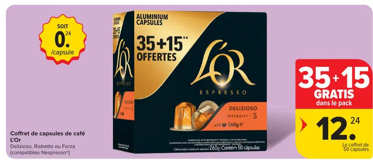 Offre: Coffret de capsules de café L'Or
