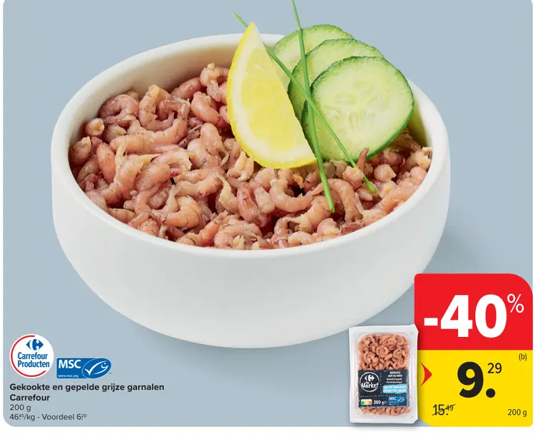 Promotie: Gekookte en gepelde grijze garnalen