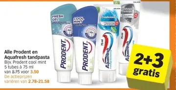 Aanbieding: Alle Prodent en Aquafresh tandpasta