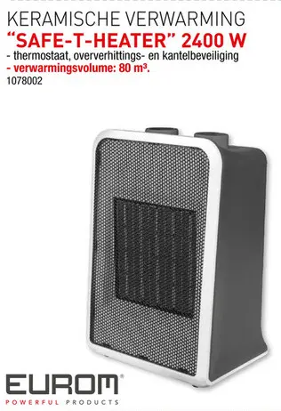 Promotie: Eurom Safe-t-Heater keramische kachel 2400W