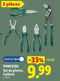 Offre: Set de pinces 5 pièces