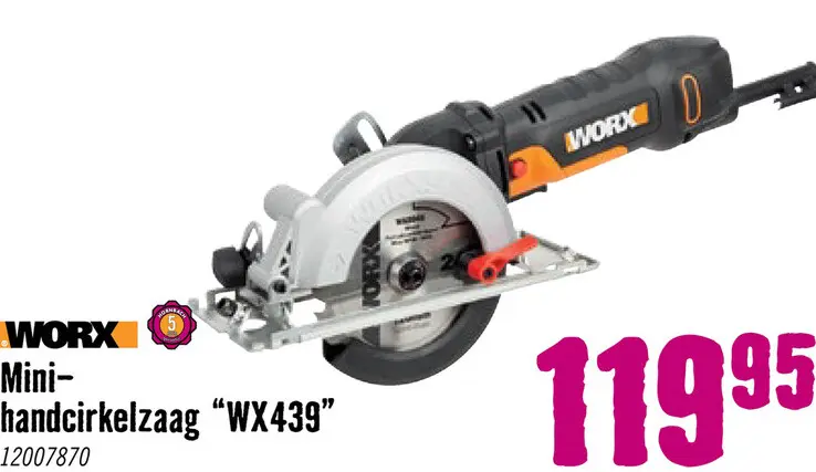 Aanbieding: Mini handcirkelzaag Worxsaw XL WX439