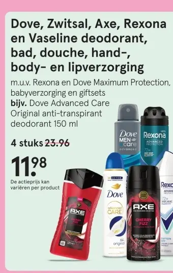 Aanbieding: Deodorant, bad, douche, hand-, body-, en lipverzorging