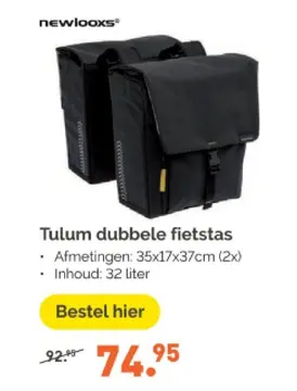Aanbieding: Tulum dubbele fietstas