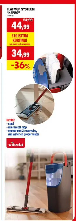Promotie: Vileda H2Pro flatmop systeem