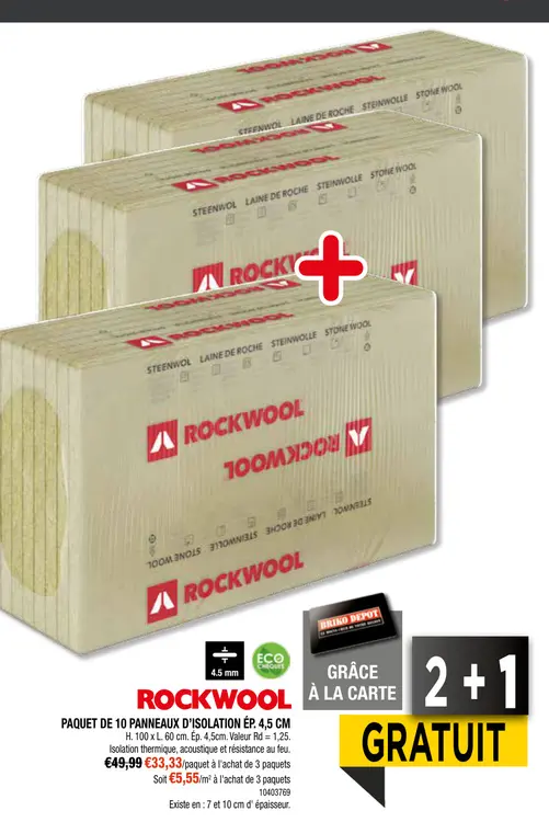 Offre: Paquet de 10 panneaux d'isolation ép. 4,5 cm