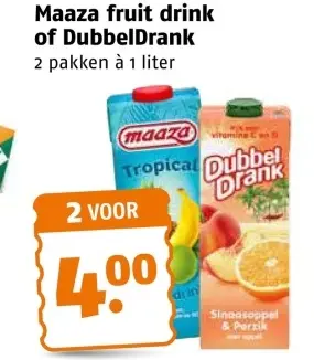 Aanbieding: Fruit drink of DubbelDrank