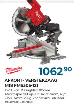 Aanbieding: AFKORT- VERSTEKZAAG M18 FMS305-121