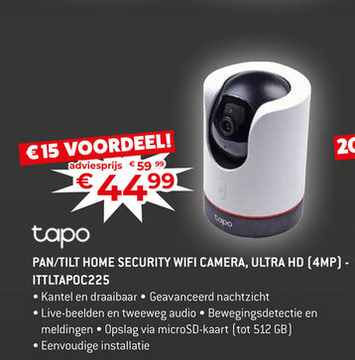 Aanbieding: PAN/TILT HOME SECURITY WIFI CAMERA, ULTRA HD 