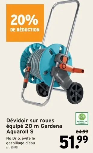 Offre: Dévidoir sur roues équipé Gardena Aquaroll S