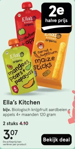 Aanbieding: Biologisch knijpfruit aardbeien + appels