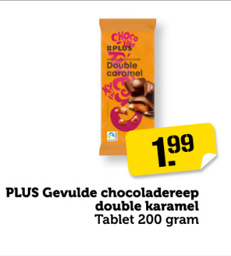 Aanbieding: PLUS Gevulde chocoladereep double karamel