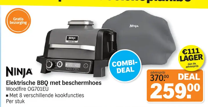 Promotie: Elektrische BBQ met beschermhoes Woodfire OG7