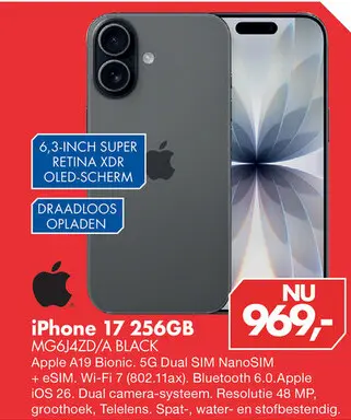 Aanbieding: iPhone 17 256GB MG6J4ZD/A BLACK