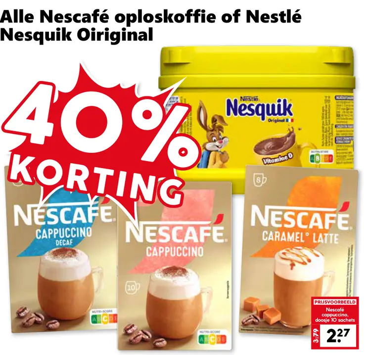 Aanbieding: Oploskoffie of Nesquik Oiriginal