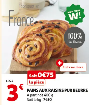 Promotie: Pains aux raisins pur beurre