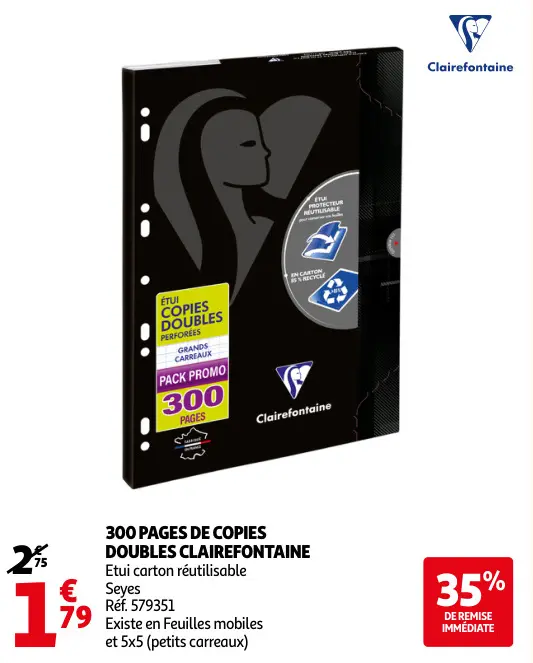 Offre: Copies doubles Clairefontaine