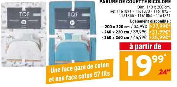 Offre: Parure de couette bicolore