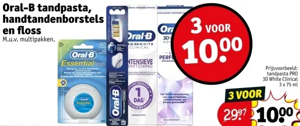 Aanbieding: Tandpasta, handtandenborstels en floss