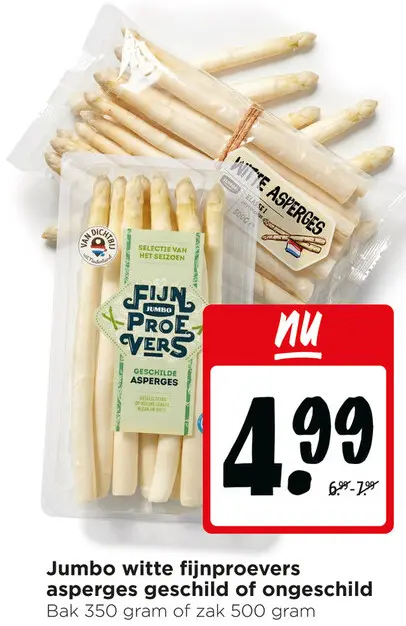 Aanbieding: witte fijnproevers asperges geschild of ongeschild