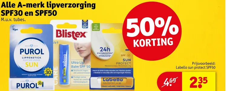 Aanbieding: A-merk lipverzorging SPF30 en SPF50