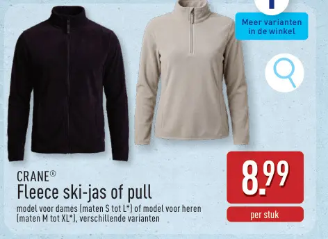 Promotie: Fleece ski-jas of pull