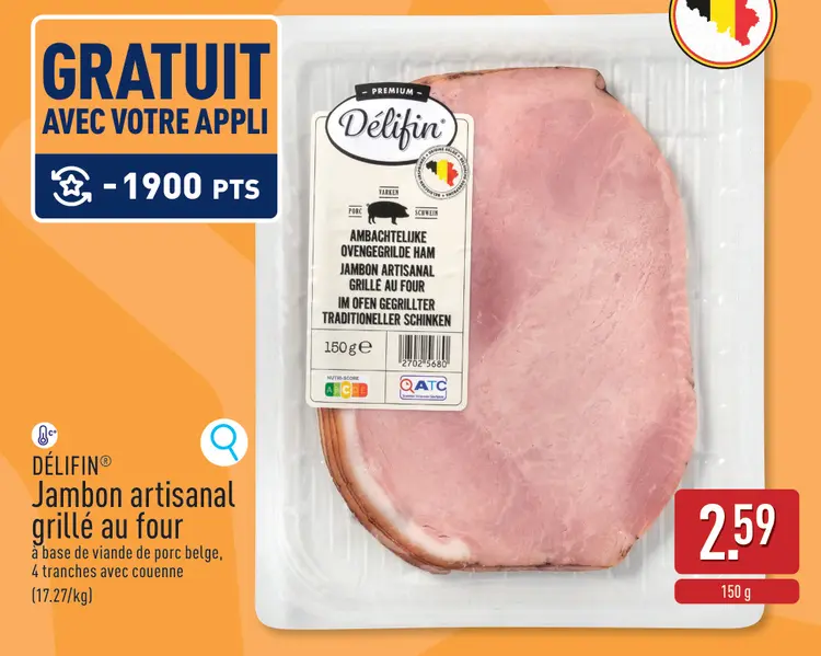 Offre: DÉLIFIN® Jambon artisanal grillé au four