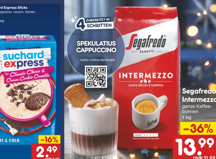 Aanbieding: Segafredo Intermezzo ganze Kaffeebohnen