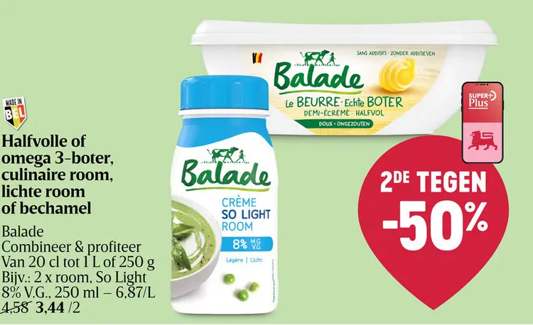 Promotie: Halfvolle of omega 3-boter, culinaire room, lichte room of bechamel
