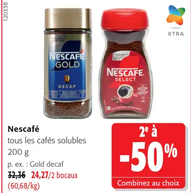 Offre: Nescafé tous les cafés solubles