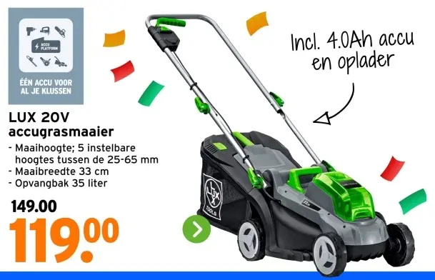 Aanbieding: 20V accugrasmaaier