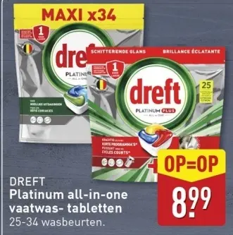 Aanbieding: Platinum all-in-one vaatwas- tabletten