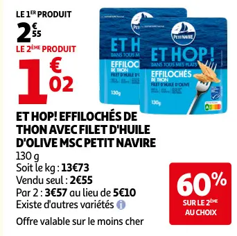 Promotie: Et hop! effilochés de thon avec filet d'huile d'olive msc