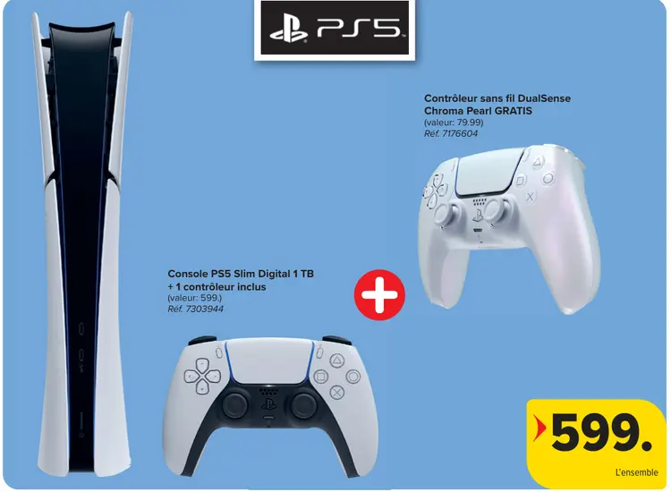 Offre: Console PS5 Slim Digital 1 TB + 1 contrôleur 